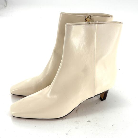 Nordstrom Arazio Kitten Heel Boots 7 White Cream NWOT Ankle Booties Glam Zip - Picture 4 of 9